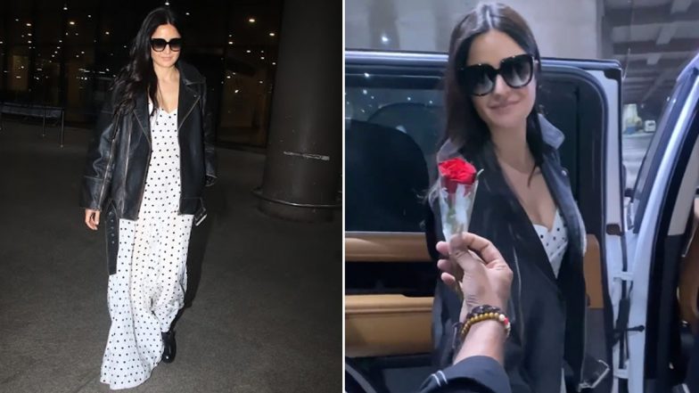 Katrina Kaif Has the Sweetest Reaction to a Fan Gifting Her a Rose at the Mumbai Airport (Watch Video)