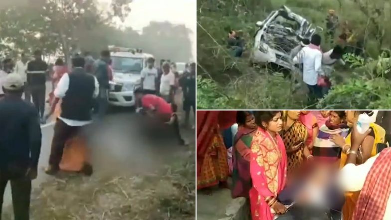 Bihar Road Accident: Several Injured After Car Collides With Tractor in Khagaria District (Watch Video)