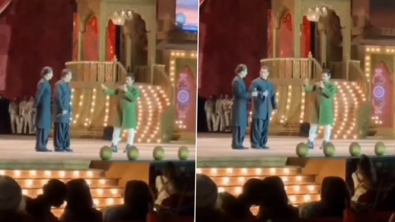 Aamir Khan Tells Salman Khan and Shah Rukh Khan ‘Tera Gaana Nahin Hoga, Mera Gaana Hoga’, Leaves Crowd Chuckling at Anant Ambani-Radhika Merchant’s Pre-Wedding Gala (Watch Video)