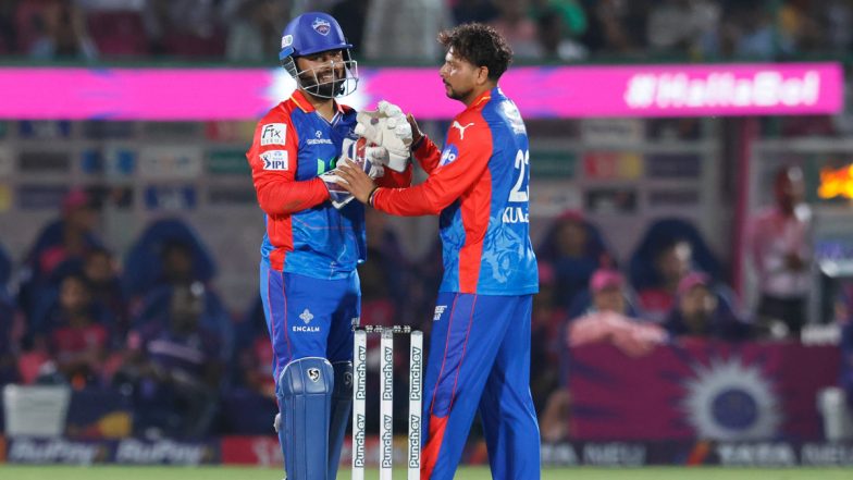 Kuldeep Yadav Grabs Captain Rishabh Pant’s Hand To Force DRS During RR vs DC IPL 2024 Match (Watch Video)