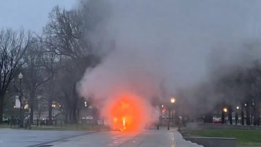 US Fire: Massive Blaze Erupts in Kiosk Near Lincoln Memorial in Washington DC, One Injured As Officials Secure Propane Tanks (Watch Video)