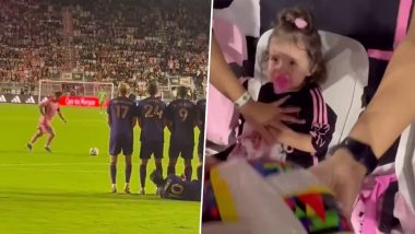 Lionel Messi's Free Kick Hits Kid Behind Goalpost During Inter Miami vs Orlando City MLS 2024 Match, Father Consoles (Watch Video)