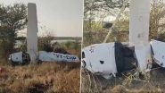 Plane Crash in Madhya Pradesh: Female Pilot Injured After Flight Training Academy's Plane Crashes at Guna Aerodrome (Watch Video)