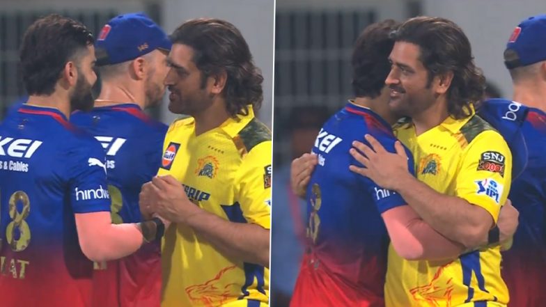 Reunion! MS Dhoni Hugs Virat Kohli After CSK vs RCB IPL 2024 Opening Match, Video Goes Viral!