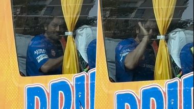 IPL 2024: MS Dhoni Waves to Fans in Chennai From CSK Team Bus, Video Goes Viral