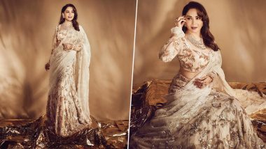 Madhuri Dixit Looks Divine in a White Lehenga With Gold Embroidery; Is a Style Spectacle To Behold (View Pics)