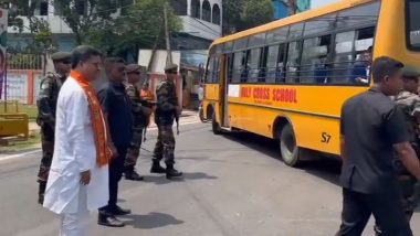 Tripura CM Manik Saha Stops His Convoy To Give Way To School Bus While on His Way to Agartala City (Watch Video)