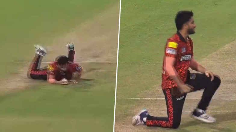 Mayank Markande Pulls Off Superb Diving Catch To End Ramandeep Singh’s Explosive Innings During KKR vs SRH IPL 2024 Match (Watch Video)