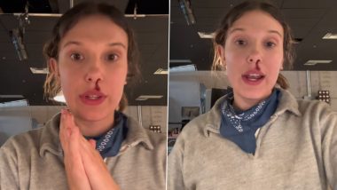 Stranger Things 5: Millie Bobby Brown aka Eleven Playfully Displays Her Iconic Fake Nosebleed on Set While Making Iced Coffee Latte (Watch BTS Video)