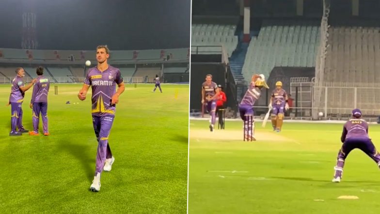 ‘Pure Cinema!’, Mitchell Starc Sweats It Out During Kolkata Knight Riders’ Training Session Ahead of IPL 2024 (Watch Video)