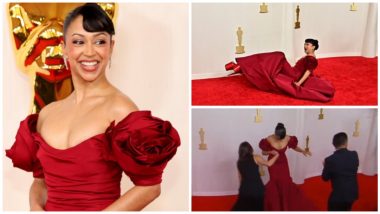 Oscars 2024: Liza Koshy Stumbles and Falls While Walking on Red Carpet, Video of Actress' Embarrassing Moment Goes Viral - WATCH!