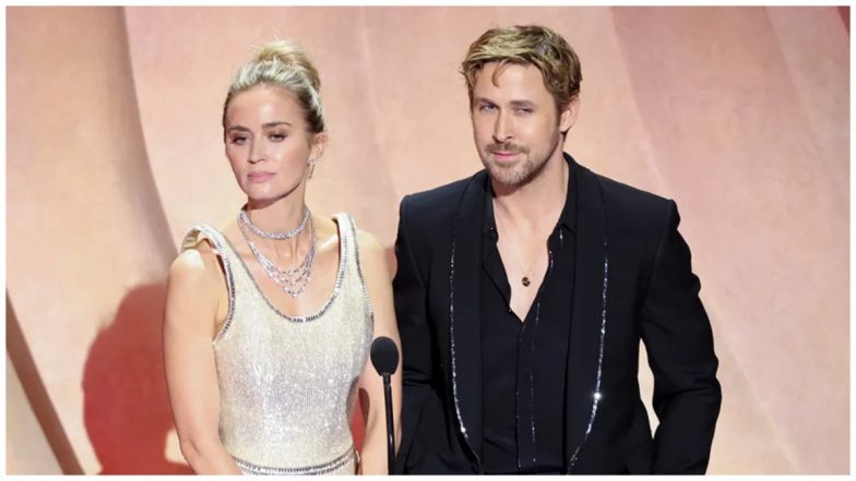 Oscars 2024: Ryan Gosling and Emily Blunt Light Up 96th Academy Awards Stage with 'Barbenheimer' Banter (Watch Video)