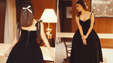 Mouni Roy Slays in a Flawless All-Black Fit and Flare Dress, Exudes Glamour and Elegance (View Pics)
