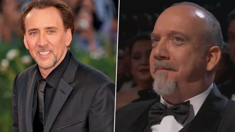 Oscars 2024: Nicolas Cage Honours Paul Giamatti's Dedication in The Holdovers at 96th Academy Awards (Watch Video)