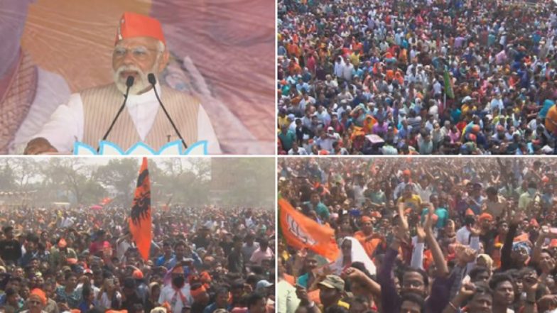 Lok Sabha Elections 2024: PM Narendra Modi Attacks TMC Over Corruption, Sets Target for West Bengal BJP To Win All 42 LS Seats (Watch Video)