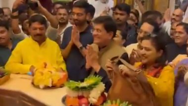 Piyush Goyal Offers Prayers at Siddhivinayak Temple in Mumbai a Day After Being Nominated by BJP for Lok Sabha Elections 2024 (Watch Video)