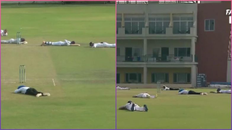 Swarm of Bees Force Players and Umpires to Lie Flat on Cricket Ground During KSCA XI vs Lancashire (Watch Video)