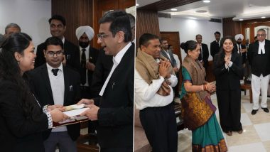 CJI DY Chandrachud Felicitates Pragya, Daughter of Supreme Court Cook for Securing Scholarship To Study Masters in Law in US (See Pics)