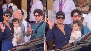 Priyanka Chopra and Nick Jonas Arrive in Mumbai With Daughter Malti After Celebrating Holi With Family (Watch Video)