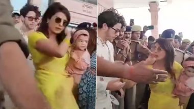 Priyanka Chopra Arrives in Ayodhya With Nick Jonas and Baby Malti Marie; Family Stuns in Traditional Outfits (Watch Video)