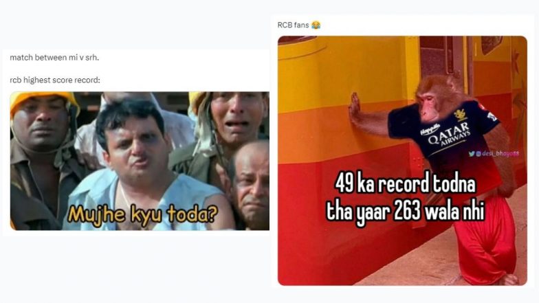 RCB Funny Memes Go Viral During SRH vs MI IPL 2024 Match! Fans Rejoice As Sunrisers Hyderabad Breaks RCB's Record To Register Highest Score in IPL History