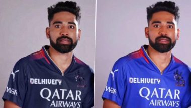 RCB New Jersey for IPL 2024 Leaked Ahead of Unbox Event? Netizens Share Pictures of Mohammed Siraj in Photoshopped New Kit