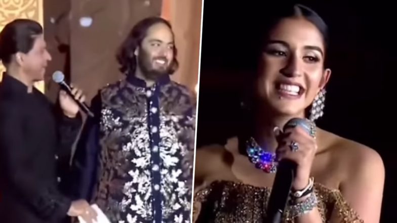 Radhika Merchant Dedicates Shah Rukh Khan's Romantic Dialogue From Om Shanti Om to Anant Ambani During Pre-Wedding Gala (Watch Video)