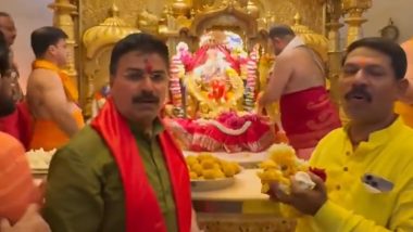 Lok Sabha Elections 2024: Shiv Sena Leader Rahul Shewale Offers Prayers at Siddhivinayak Temple After Party Announces His Name for Mumbai South Seat (Watch Video)