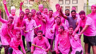 Trent Boult, Yuzvendra Chahal and Other Rajasthan Royals Cricketers Celebrate Holi After Securing First Win in IPL 2024 (Watch Video)