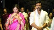 Ram Charan&rsquo;s Wife Upasana Konidela Covers Baby Klin Kaara&rsquo;s Face As They Visit Tirupati Balaji Temple on Actor&rsquo;s Birthday (View Pics)