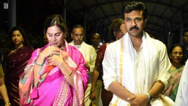 Ram Charan’s Wife Upasana Konidela Covers Baby Klin Kaara’s Face As They Visit Tirupati Balaji Temple on Actor’s Birthday (View Pics)