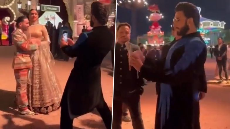 Ranveer Singh Turns Photographer As Pregnant Deepika Padukone and Orry Strike a Stylish Pose at Anant Ambani–Radhika Merchant’s Pre-Wedding Celebrations (Watch Video)