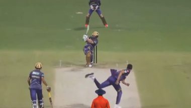 Rinku Singh Hits Big Six off Mitchell Starc’s Bowling During KKR Practice Match Ahead of IPL 2024 (Watch Video)