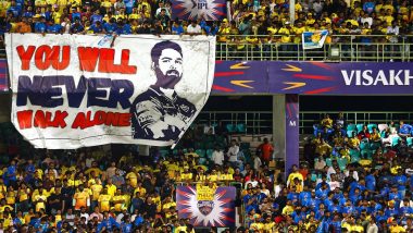 'You Will Never Walk Alone' Poster With Inspirational Message For Rishabh Pant Spotted in the Stands of Vizag Stadium During DC vs CSK IPL 2024 (See Pic)