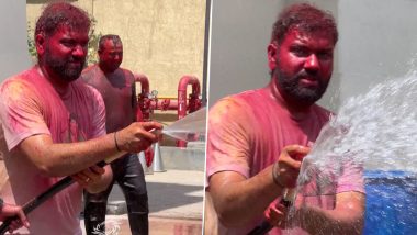 Happy Holi 2024: Mumbai Indians Extend Wishes With Hilarious Visuals of Rohit Sharma Celebrating Festival of Colours (Watch Video)