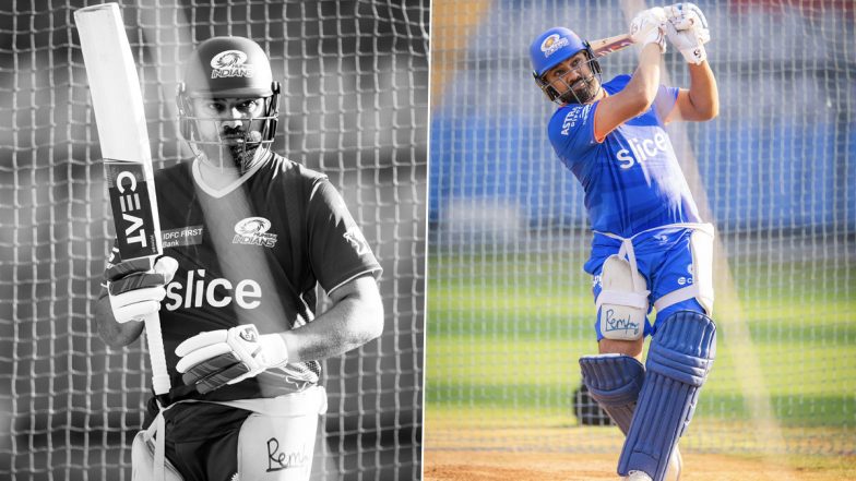 Mumbai Indians Star Rohit Sharma Sweats It Out in Nets Ahead of IPL 2024 (View Pics)