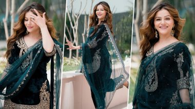 Rubina Dilaik Radiates Glamour in Dark Green Patiala Suit, Sets Ethnic Fashion Goals for Eid al-Fitr (View Pics)