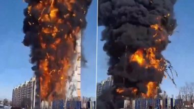 Russia: Massive Fire Breaks Out at Under-Construction Building in Tver, Videos Show High-Rise Engulfed in Terrifying Flames
