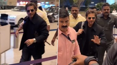 Shah Rukh Khan Spotted at Mumbai Airport, Rocks All-Black Look (Watch Video)