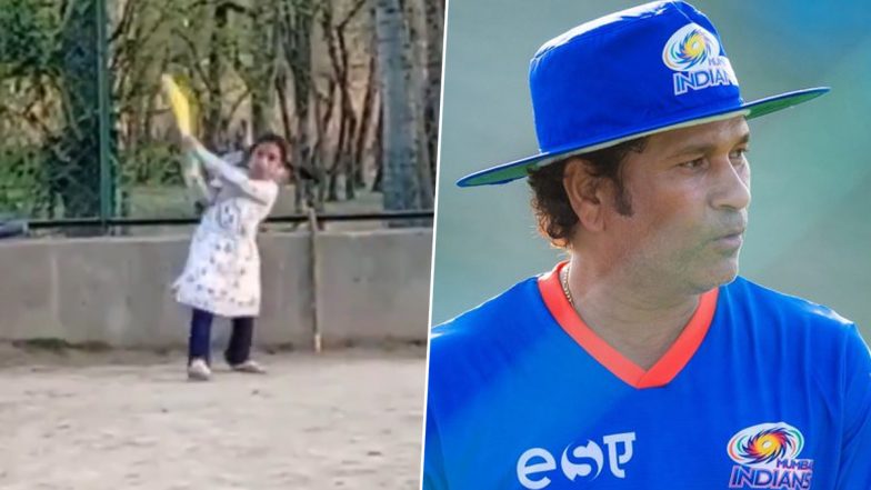 ‘Brings a Smile to My Face’ Sachin Tendulkar Left Mesmerized After Watching Video of Young Kashmir Girl Playing Cricket (See Post)