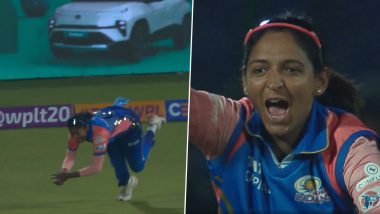 Sajeevan Sajana Pulls Off Remarkable Catch To Dismiss Sophie Ecclestone, Harmanpreet Kaur Elated With Effort During UPW-W vs MI-W WPL 2024 Match (Watch Video)
