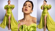 Sara Ali Khan Adds a Splash of Springtime Glamour in a Neon Green Off-Shoulder Gown for a Photoshoot (View Pics)