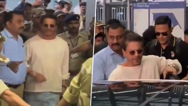 IPL 2024: Shah Rukh Khan Arrives In Kolkata To Support KKR For Their First Match Against SRH (Watch Videos)