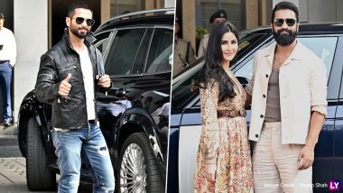 Shahid Kapoor, Katrina Kaif and Vicky Kaushal Jet Off in Style to Jamnagar for Anant Ambani–Radhika Merchant’s Pre-Wedding Celebrations (Watch Videos)