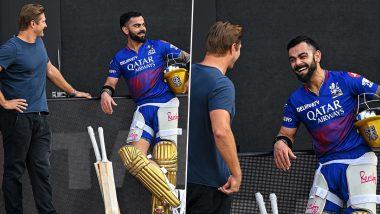‘Friends, Captains and Most Importantly…’, Virat Kohli and Shane Watson Share a Laugh During RCB Training Session Ahead of IPL 2024 Match Against KKR (View Post)