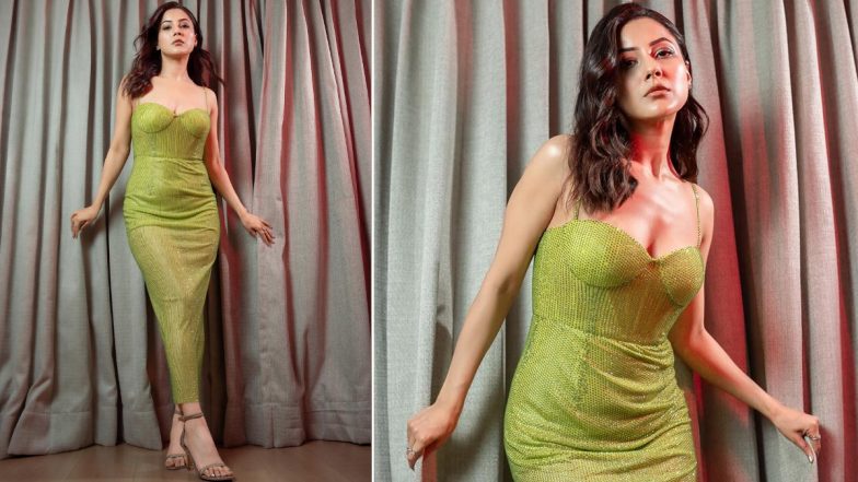 Shehnaaz Gill Stuns in a Strappy Green Corseted Dress, Setting the Bar High for Spring-Summer Fashion Goals (View Pics)