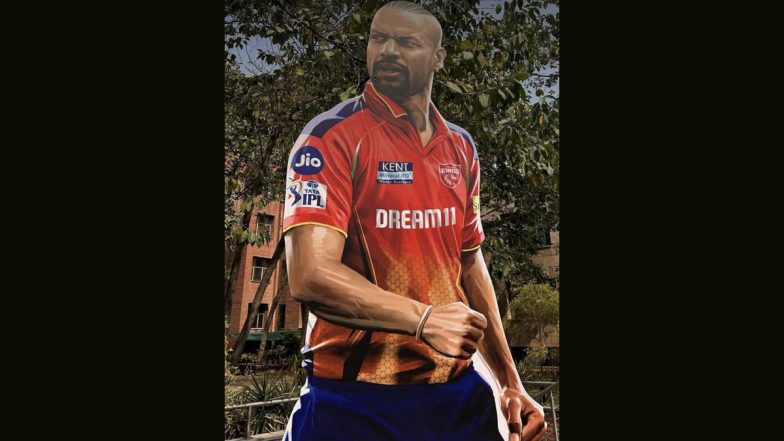 Punjab Kings New Jersey for IPL 2024 Leaked? Netizens Share Cutout Hoarding of Shikhar Dhawan in Possible New Kit