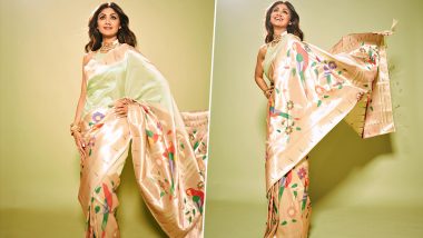 Shilpa Shetty Stuns in an Ethereal Pastel Marathmola Paithani Saree at the Zee Chitra Gaurav 2024 Awards (View Pics)