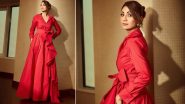 Red Hot: Shilpa Shetty Steals the Spotlight in a Vibrant Floor-Length Gown at an Event (View Pics)