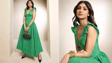 Shilpa Shetty Slays in a Green, Show-Stopping Tea-Length Dress, Redefining Fashion Rules and Cementing Her Status As the Ultimate Style Icon (View Pics)